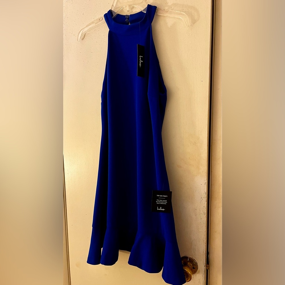 Lulu's Royal Blue Halter Midi Dress